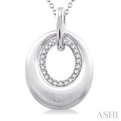 1/20 Ctw Oval Shape Round Cut Diamond Pendant in Sterling Silver with Chain
