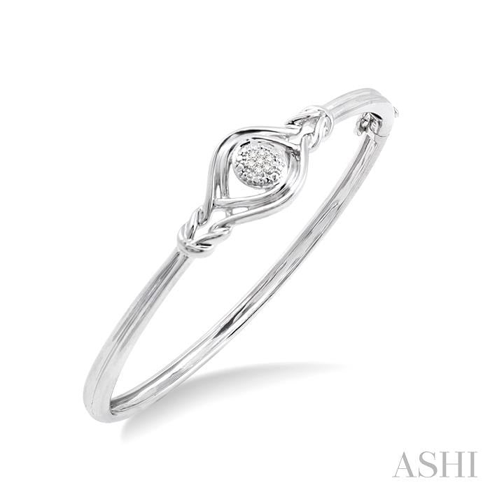 1/20 Ctw Round Cut Diamond Love Knot Bangle in Sterling Silver