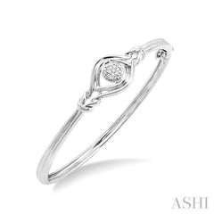 1/20 Ctw Round Cut Diamond Love Knot Bangle in Sterling Silver