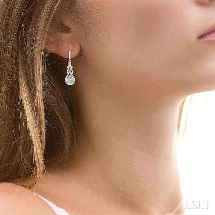 1/20 Ctw Round Cut Diamond Love Knot Earrings in Sterling Silver