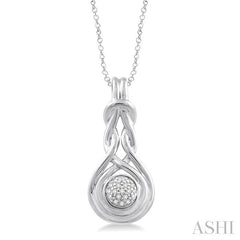 1/20 Ctw Round Cut Diamond Love Knot Pendant in Sterling Silver with chain