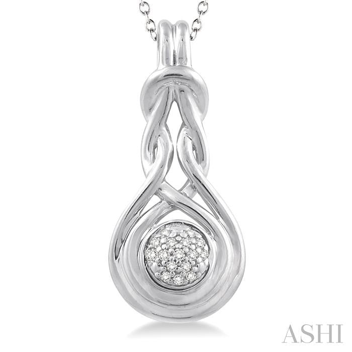 1/20 Ctw Round Cut Diamond Love Knot Pendant in Sterling Silver with chain