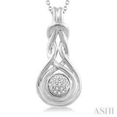 1/20 Ctw Round Cut Diamond Love Knot Pendant in Sterling Silver with chain