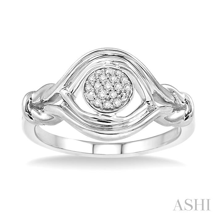 1/20 Ctw Round Cut Diamond Love Knot Ring in Sterling Silver