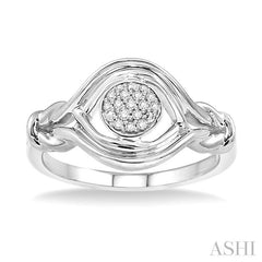 1/20 Ctw Round Cut Diamond Love Knot Ring in Sterling Silver