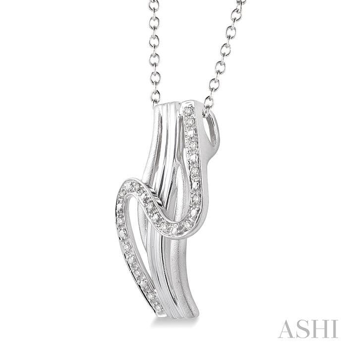 1/20 Ctw Round Cut Diamond Fashion Pendant in Sterling Silver with Chain