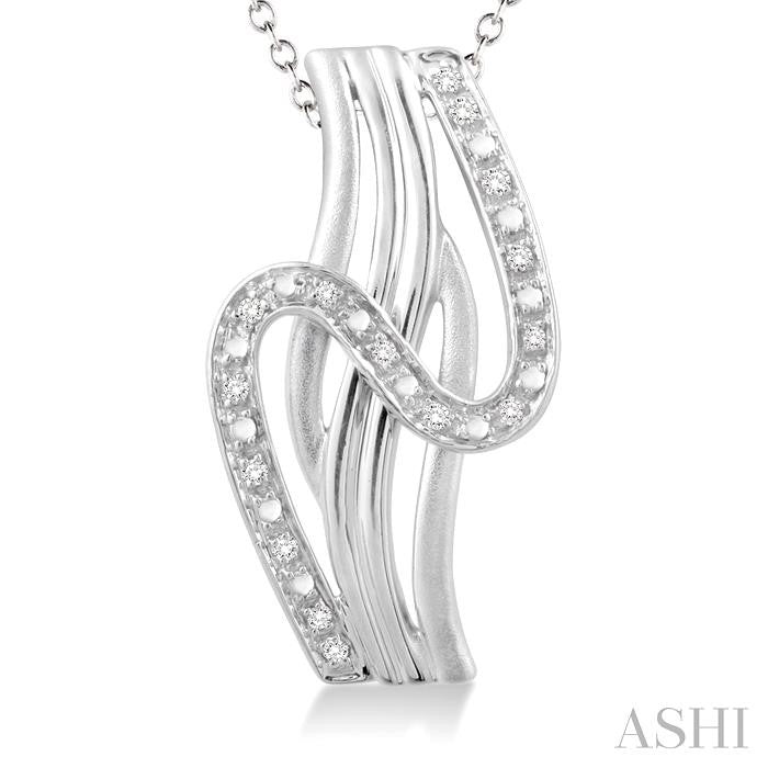 1/20 Ctw Round Cut Diamond Fashion Pendant in Sterling Silver with Chain