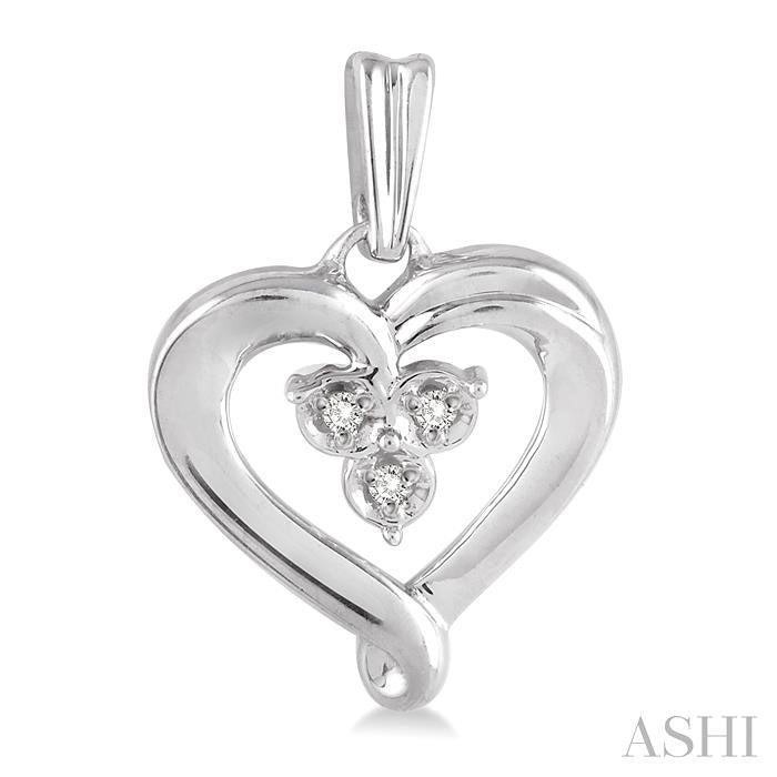 1/50 Ctw Round Cut Diamond Heart Earrings in Sterling Silver