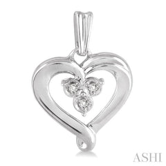 1/50 Ctw Round Cut Diamond Heart Earrings in Sterling Silver