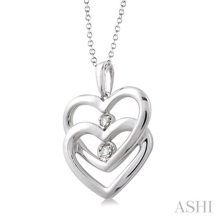 1/20 Ctw Round Cut Diamond Heart Pendant in Sterling Silver with Chain