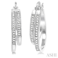 1/10 Ctw Round Cut Diamond Double Row Earrings in Sterling Silver