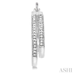 1/10 Ctw Single Cut Diamond Double Row Earrings in Sterling Silver