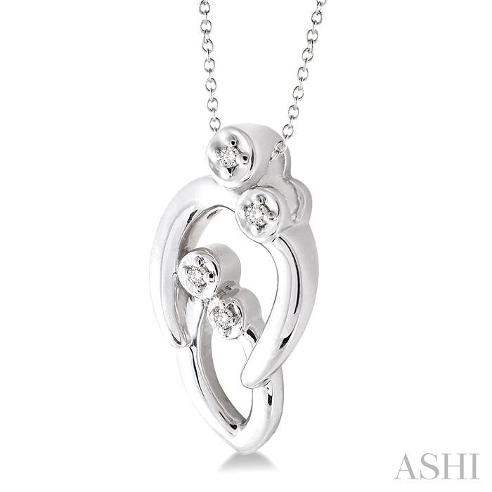 1/20 Ctw Round Cut Diamond Child & Mom Pendant in Sterling Silver with Chain