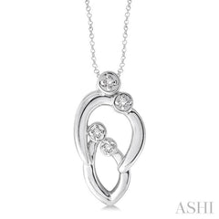 1/20 Ctw Round Cut Diamond Child & Mom Pendant in Sterling Silver with Chain