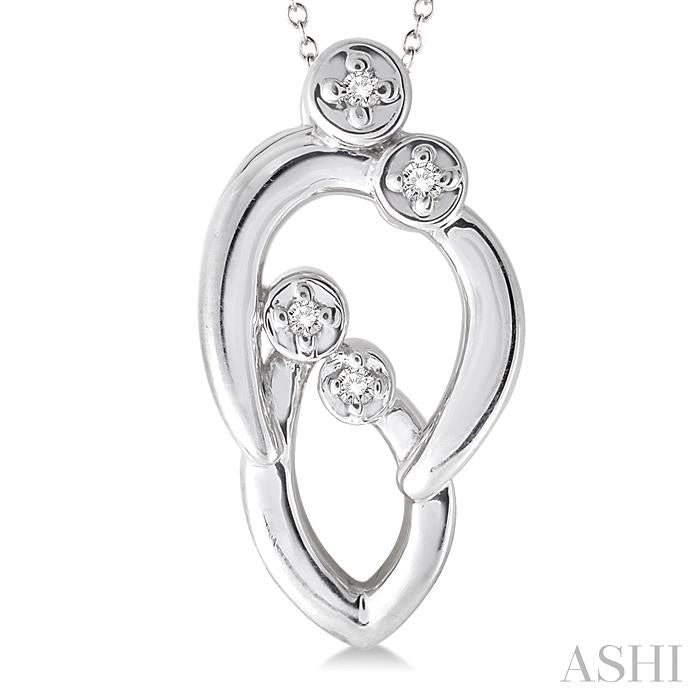 1/20 Ctw Round Cut Diamond Child & Mom Pendant in Sterling Silver with Chain