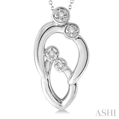 1/20 Ctw Round Cut Diamond Child & Mom Pendant in Sterling Silver with Chain
