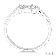 1/10 Ctw Round Cut Diamond Twin Heart Ring in Sterling Silver