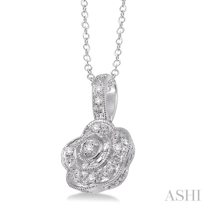1/50 Ctw Round Cut Diamond Pendant in Sterling Silver with Chain