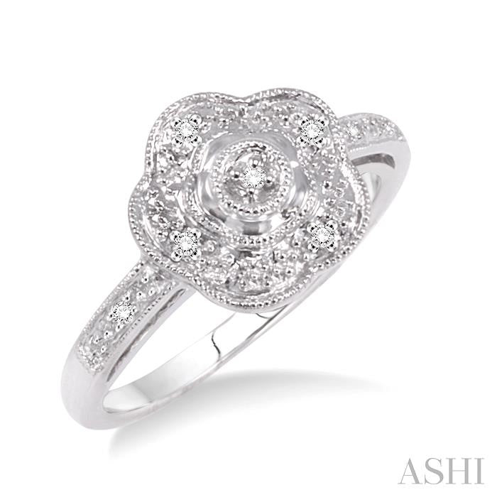 1/50 Ctw Round Cut Diamond Ring in Sterling Silver