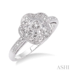1/50 Ctw Round Cut Diamond Ring in Sterling Silver