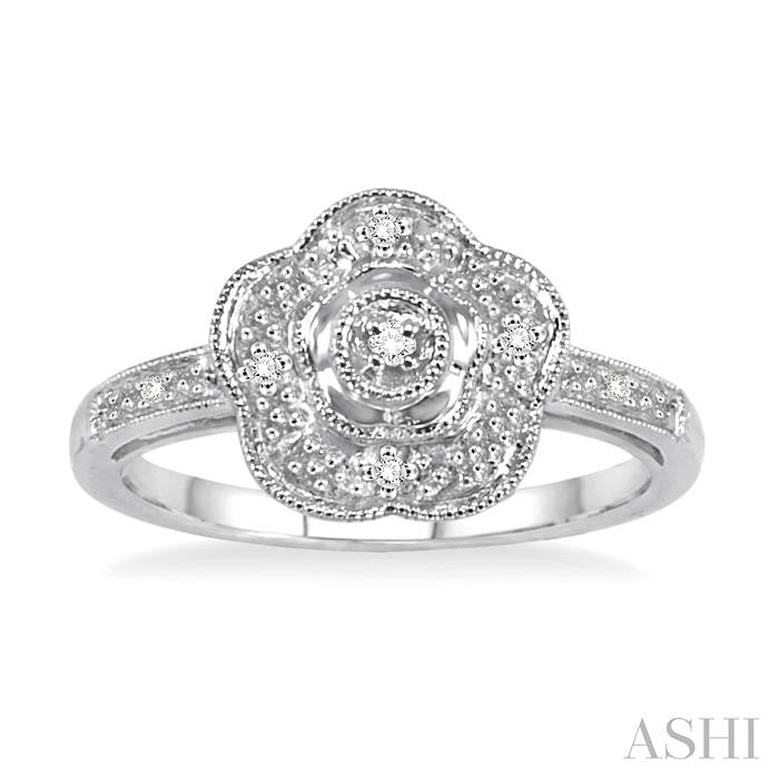 1/50 Ctw Round Cut Diamond Ring in Sterling Silver