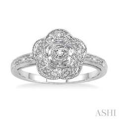 1/50 Ctw Round Cut Diamond Ring in Sterling Silver