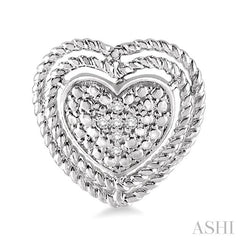 1/20 Ctw Round Cut Diamond Heart Earrings in Sterling Silver