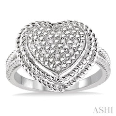 1/20 Ctw Round Cut Diamond Heart Ring in Sterling Silver