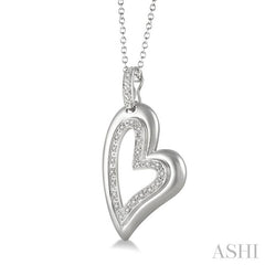 1/20 Ctw Round Cut Diamond Heart Pendant in Sterling Silver with Chain
