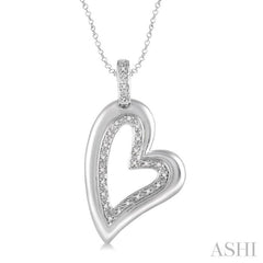 1/20 Ctw Round Cut Diamond Heart Pendant in Sterling Silver with Chain