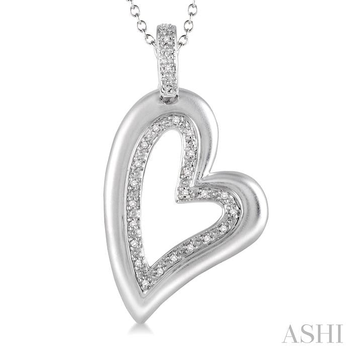 1/20 Ctw Round Cut Diamond Heart Pendant in Sterling Silver with Chain