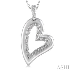1/20 Ctw Round Cut Diamond Heart Pendant in Sterling Silver with Chain