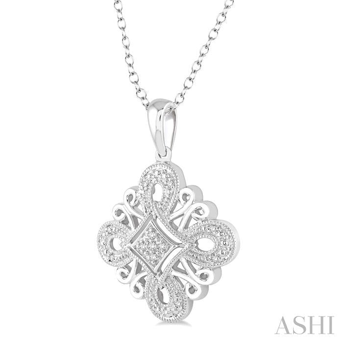 1/20 Ctw Round Cut Diamond Fashion Pendant in Sterling Silver with Chain