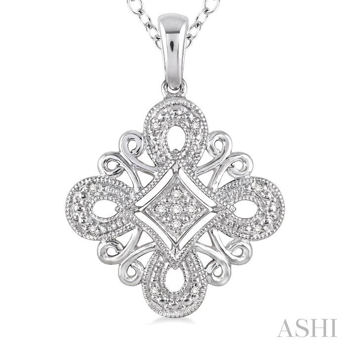 1/20 Ctw Round Cut Diamond Fashion Pendant in Sterling Silver with Chain