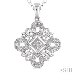 1/20 Ctw Round Cut Diamond Fashion Pendant in Sterling Silver with Chain
