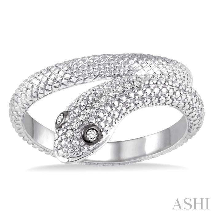 1/20 Ctw Round Cut Diamond Snake Ring in Sterling Silver