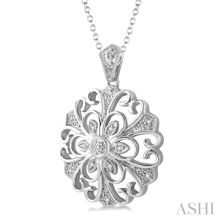 1/20 Ctw Round Cut Diamond Fashion Pendant in Sterling Silver with Chain
