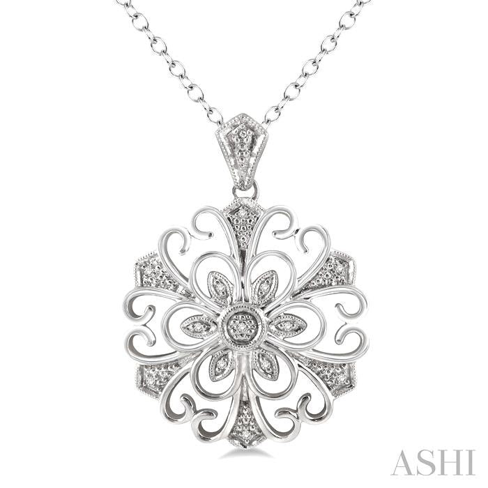 1/20 Ctw Round Cut Diamond Fashion Pendant in Sterling Silver with Chain
