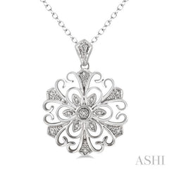 1/20 Ctw Round Cut Diamond Fashion Pendant in Sterling Silver with Chain