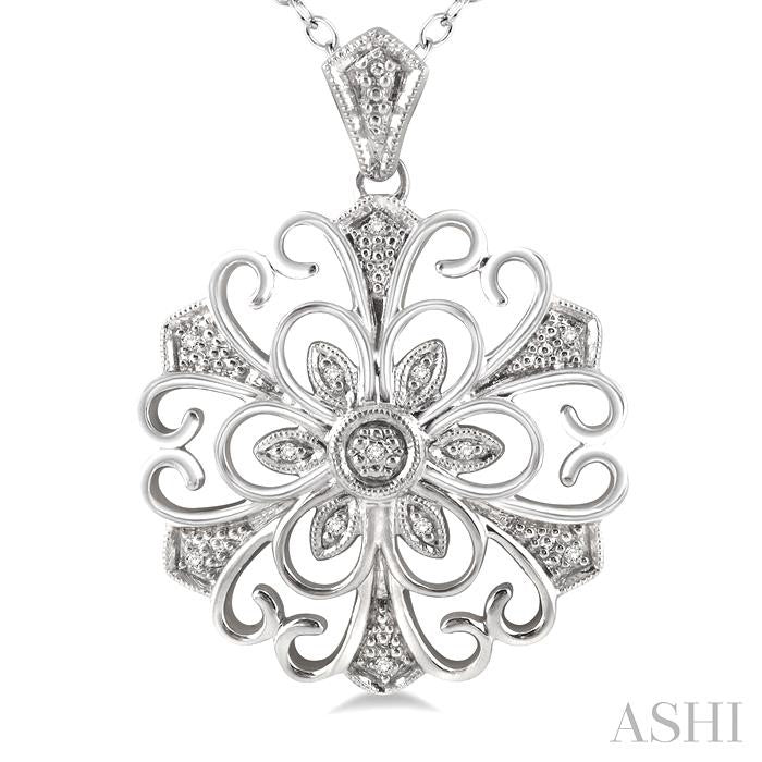 1/20 Ctw Round Cut Diamond Fashion Pendant in Sterling Silver with Chain