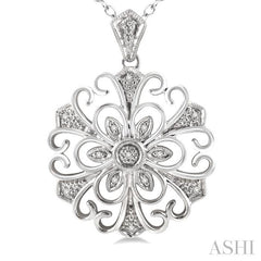 1/20 Ctw Round Cut Diamond Fashion Pendant in Sterling Silver with Chain