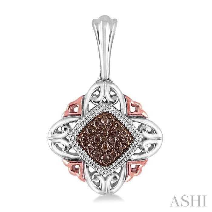 1/6 Ctw Cushion Shape Single Cut Champagne Brown Diamond Earrings in Sterling Silver