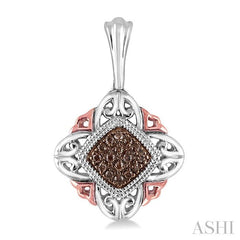 1/6 Ctw Cushion Shape Single Cut Champagne Brown Diamond Earrings in Sterling Silver