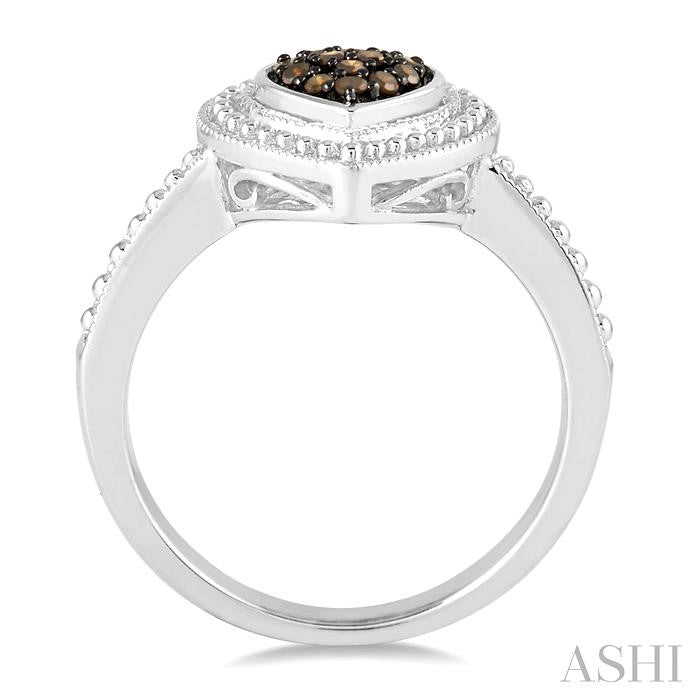 1/10 Ctw Round Cut Champagne Brown Diamond Heart Ring in Sterling Silver