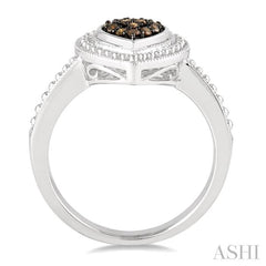 1/10 Ctw Round Cut Champagne Brown Diamond Heart Ring in Sterling Silver