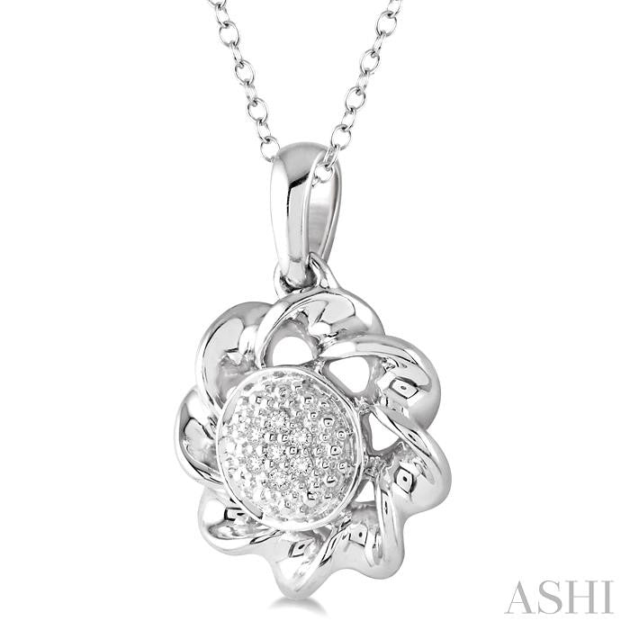 1/50 Ctw Round Cut Diamond Fashion Pendant in Sterling Silver with Chain