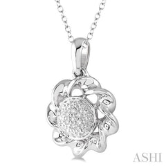 1/50 Ctw Round Cut Diamond Fashion Pendant in Sterling Silver with Chain