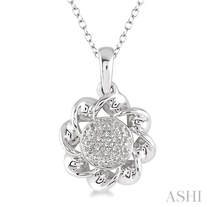 1/50 Ctw Round Cut Diamond Fashion Pendant in Sterling Silver with Chain