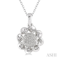 1/50 Ctw Round Cut Diamond Fashion Pendant in Sterling Silver with Chain