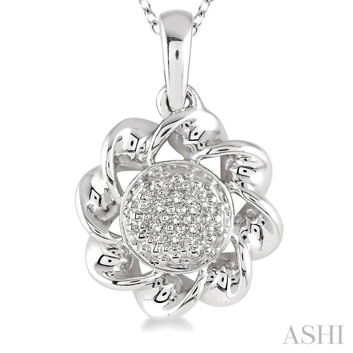 1/50 Ctw Round Cut Diamond Fashion Pendant in Sterling Silver with Chain